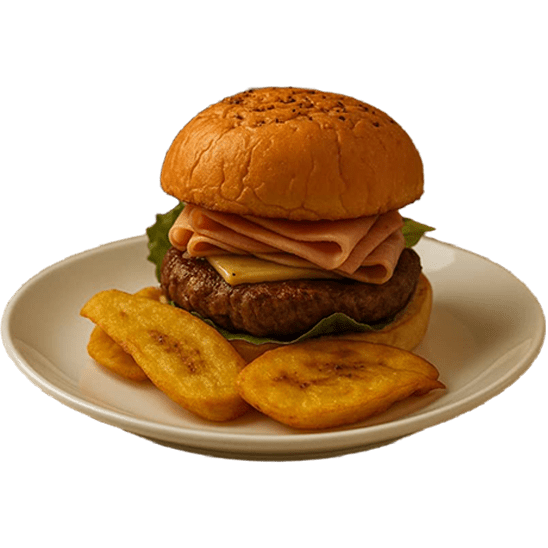 Sabrosa Hamburguesa preparada en el Restaurante Arró de Bayamo