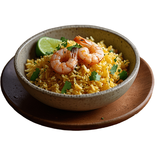 Delicioso Arro con camarones preparado en el Restaurante Arró en Bayamo