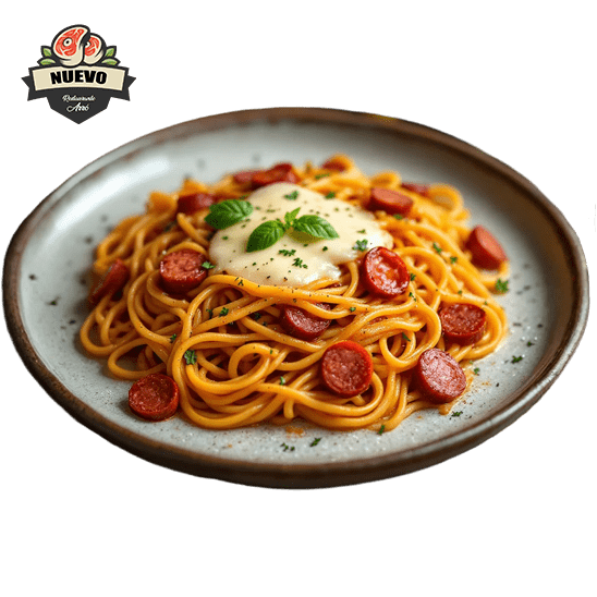 Espaguetis c/ Chorizo y queso